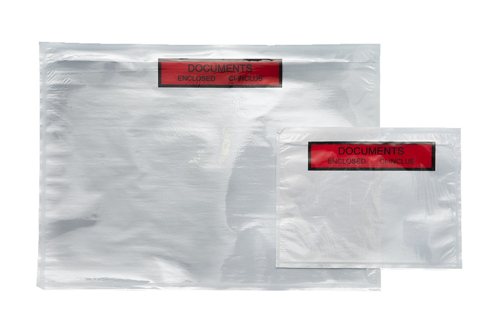 Lot De 100 Sacs Porte-documents Transparents 240x135mm - Auto-adhésifs Résistants
